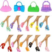 Accessoires de vêtements pour bébé pour poupée mannequin - Set de 10 paires de chaussures et 4 sacs à main - Convient pour poupée Barbie - Dans une boîte cadeau