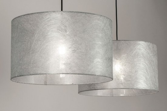 Lumidora Hanglamp 30859 - SHANNON - 2 Lichts - E27 - Zwart - Zilvergrijs - Zilver -oud zilver - Metaal