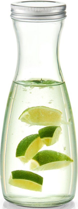 3x Carafes en Verres avec couvercle à vis 1000 ml - Zeller - Ustensiles de cuisine - Mettre la table - Servir des boissons froides - Carafes/ pichets avec bouchon