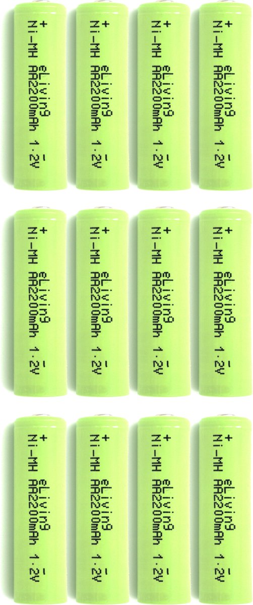 Oplaadbare AA batterijen 2200mAh Penlite/HR6 - 12 stuks voordeelpack