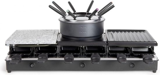 Gourmetstel 8 tot 12 personen - Fondue Set Electrisch - Natuursteen En Bakplaat - Gourmet - 3 Aparte Delen