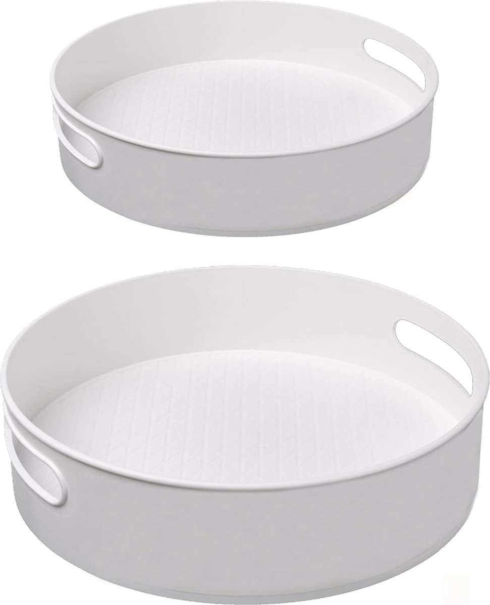 2 stuks multifunctionele draaitafel, keukenorganizer, cosmetica-organizer met antislip bodem, 360° Lazy turntafel, kruidenrek, voor keuken, badkamer, slaapkamer (wit)