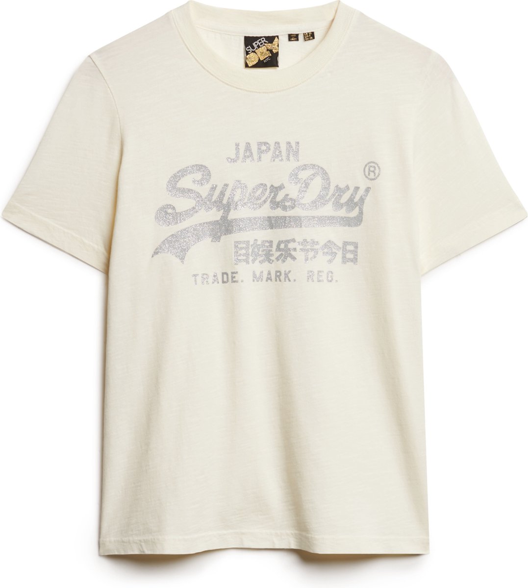 Superdry METALLIC VL RELAXED T SHIRT Dames Wit