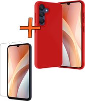 Hoesje Geschikt voor Samsung A15 Hoesje Siliconen Cover Case Met Screenprotector - Hoes Geschikt voor Samsung Galaxy A15 Hoes Back Case - Rood