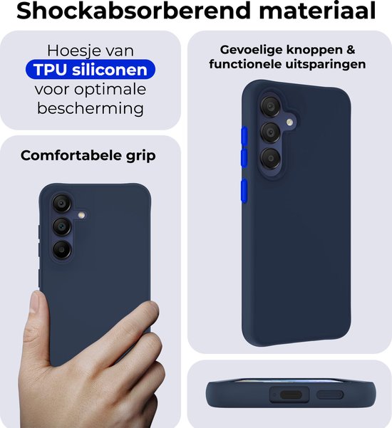 Coque Compatible avec Samsung A15 Coque Siliconen Case Cover - Coque Compatible avec Samsung Galaxy Galaxy A15 Case Cover Case - Bleu Foncé