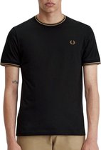 Fred Perry Heren Tshirt Twin Tipped T-shirt Zwart - Maat XL