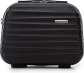 Reiskoffer, handbagage, handbagage, rolkoffer, hard (ABS) met 4 spinnerwielen, cijferslot, telescopisch handvat, zwart