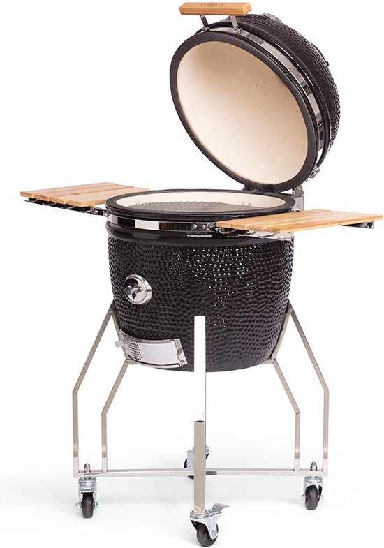 Yakiniku - BBQ Kamado 19 Inch Large met Onderstel en Zijtafels Pro Set - Keramiek - Zwart van Yakiniku — afbeelding 2
