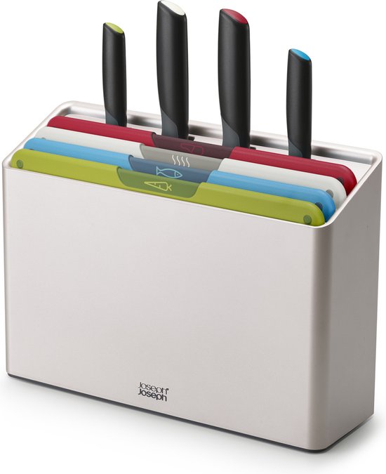 Joseph Joseph - Planche à découper et Couteaux Foilio Icon Plus 8 pièces - Plastique - Multicolore