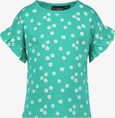 TwoDay meisjes T-shirt groen met bloemen - Maat 122/128