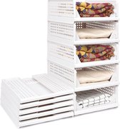 Kledingkastorganizer, 5-delige set, stapelbare kledingkast, opbergdoos, kledingkast, organizer voor kleding, slaapkamer, wit (43 x 33 x 70 cm)