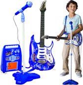 Playos® - Ensemble de musique - Blauw - Guitare, microphone et amplificateur - avec lumière et son - Jouets musicaux - Set de Jouets - Instrument jouet