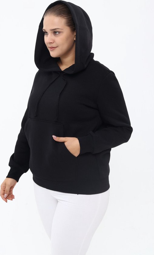 Pianoluce Women's Hooded Sweatshirt met Oversized zakken Black 48 PLWM23SWT01
