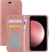 Hoes Geschikt voor Samsung S23 FE Hoesje Book Case Hoes Flip Cover Wallet Bookcase - Rosé goud