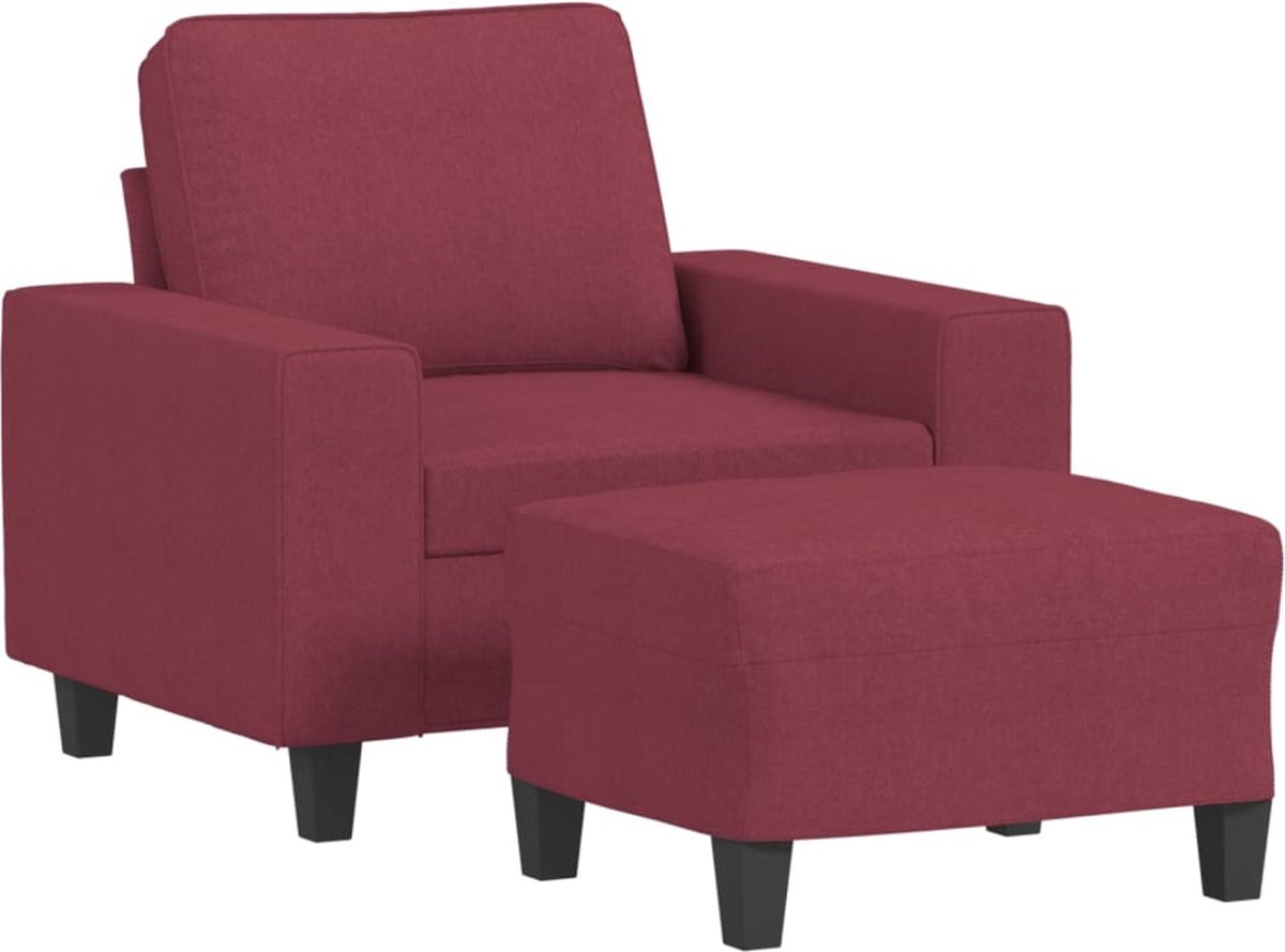 vidaXL Fauteuil - met - voetenbank - 60 - cm - stof - wijnrood