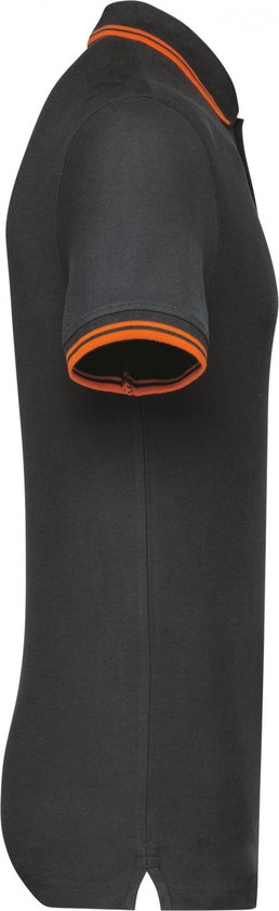 Kariban Gestreepte herenpolo korte mouwen K272 - Dark Grey / Orange - 4XL