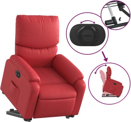 Fauteuil électrique debout en cuir artificiel rouge