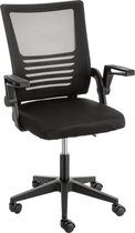 ergonomische bureaustoel, bureaustoel met mesh rugleuning, in hoogte verstelbare draaistoel met opklapbare armleuningen, ademend, 130 kg draagvermogen, nylon, zwart, 53x60x100 cm
