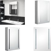 vidaXL Badkamerkast met spiegel en LED 50x13x70 cm betongrijs - Badkamerkast - Badkamerkasten - Medicijnenkastje - Medicijnenkastjes