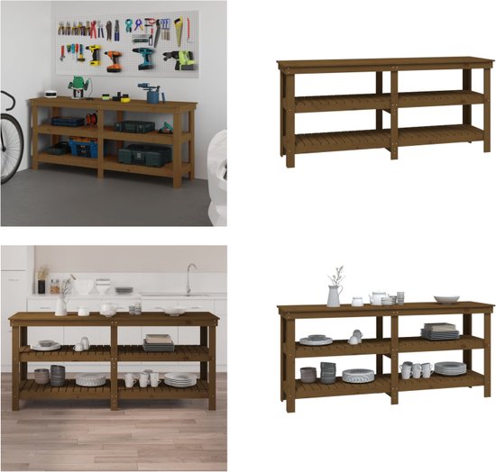 vidaXL Werkbank rechthoekig 100x60x81,5 cm massief eikenhout, werktafel