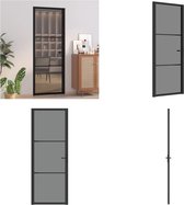 vidaXL Binnendeur 76x201-5 cm ESG-glas en aluminium zwart - Binnendeur - Binnendeuren - Deur - Deuren