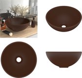 vidaXL Wastafel rond 32-5x14 cm keramiek mat donkerbruin - Luxe Wasbak - Luxe Wasbakken - Keramische Wastafel - Keramische Wastafels