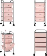 vidaXL Chariot de stockage avec 4 tiroirs mobile Plastique Rose - Chariot de stockage - Chariots de stockage - Chariot de stockage - Chariots de stockage