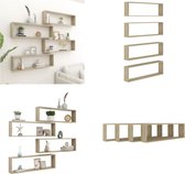 vidaXL Ensemble d'étagères murales 4 pièces - Décoration murale en Chêne Sonoma - Étagère murale en bois - Étagère cubique - Meubilair de salon - Accessoires de vêtements pour bébé de salle de bain