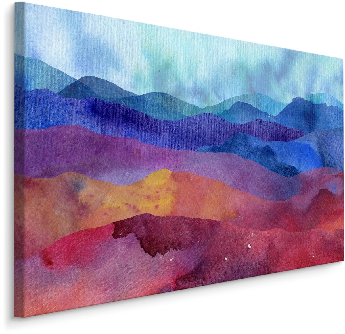 karo-art Schilderij - Prachtig Abstract van Heuvels, Multikleur, Premium print