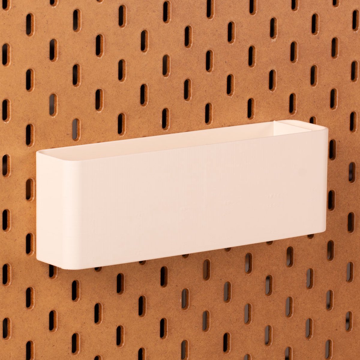 Standaard bakje voor Ikea Skadis pegboard 24x5x8 cm - Wit - Met tussenschotjes - Opberger