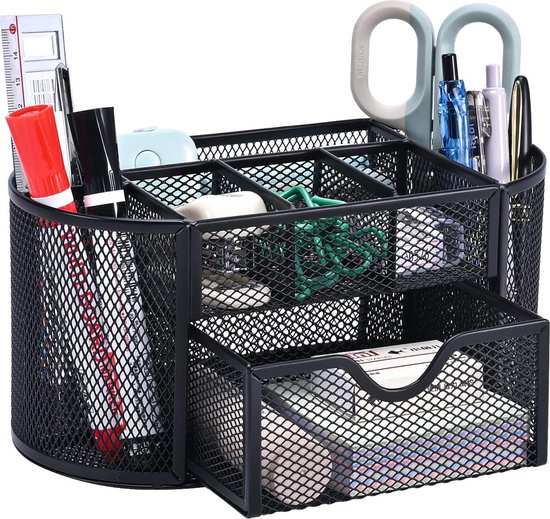 Bureau-organizer, SucceBuy Houten Documentenorganizer met 12 Verstelbare Compartimenten, Zwart