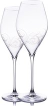 Champagneglazen, set van 4, 560 ml wijnglazen, handgeblazen patroon, collectie Prosecco, champagneglas, een zeer passend cadeau, vaatwasmachinebestendig (champagneglazen 560 ml)