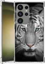 Back Case TPU Siliconen Hoesje Geschikt voor Samsung Galaxy S24 Ultra Telefoon Hoesje met doorzichtige rand Tijger