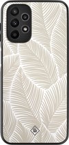 Casimoda® hoesje - Geschikt voor Samsung Galaxy A23 - Palmy Leaves Beige - Zwart TPU Backcover - Natuur - Bruin/beige