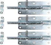 Deltafix schuifslot/plaatgrendel - 3x - 12 x 5cm - verzinkt staal - deur - schutting - hek
