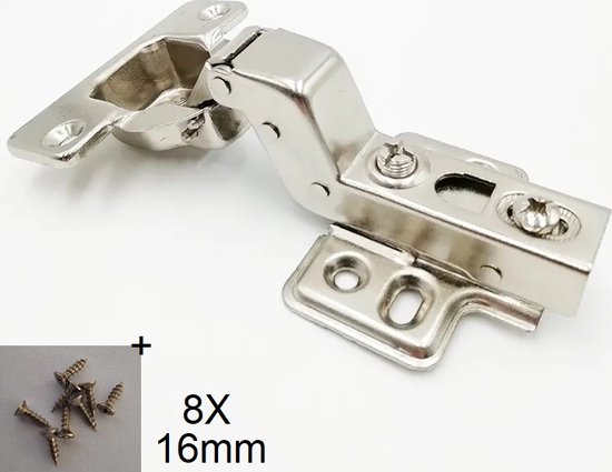 Foto: Scharnier softclose binnenliggend 110 inclusief 8x 16mm schroeven potscharnier soft close keukenscharnier