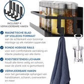 Set van 2 keukenrekken opbergorganizer & 4 haken ruimtebesparend magnetisch kruidenrek voor koelkast met zink gecoat stalen kruiden