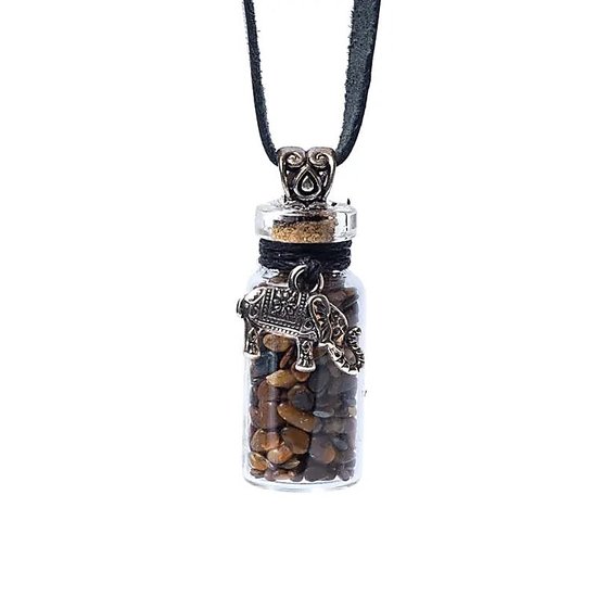 Yogi & Yogini - Flacon cadeau - cordon - oeil de tigre - éléphant