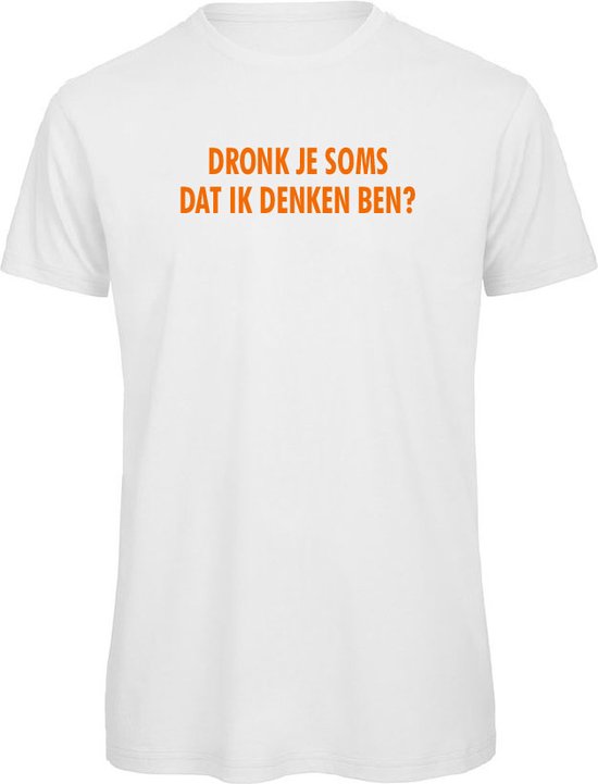 EK kleding t-shirt wit 3XL - Dronk je soms dat ik denken ben - soBAD.| Oranje shirt dames | Oranje shirt heren | Oranje | EK | Voetbal | Nederland