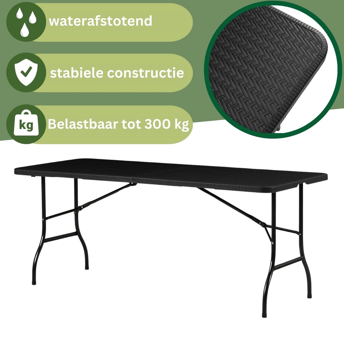 Albatros Buffettafel Klaptafel, Zwart - Robuuste Constructie opvouwbaar en Hoge Belastbaarheid - voor Maximaal 10 Personen - voor Biertent met Draaggreep thumbnail 5