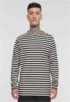 Urban Classics - Regular Stripe Longsleeve shirt - S - Beige/Zwart