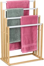Porte-serviettes sur pied Relaxdays - bambou - 4 tiges - porte-serviettes en bois salle de bain
