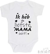 100% katoenen Romper "Ik heb de liefste MAMA ooit!" Moederdag Unisex Katoen Wit/zwart 56/62