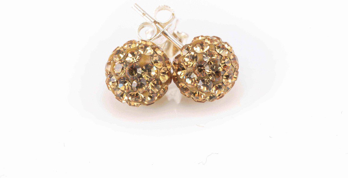 Karma Oorbellen Crystal Ball Licht Geel Zilver | 4 mm