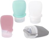 Siliconen reisflessen Set van 4 reisflessen, 30 ml Kleine hervulbare reisflessen voor toiletartikelen Shampoo (roze, groen, zwart, wit - 30 ml)