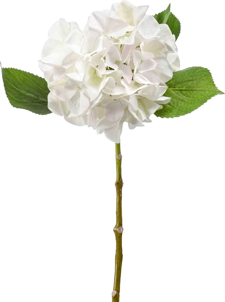 Emerald Kunstbloem hortensia tak - Challenge - 47 cm - wit - kunst zijdebloem - Hydrangea