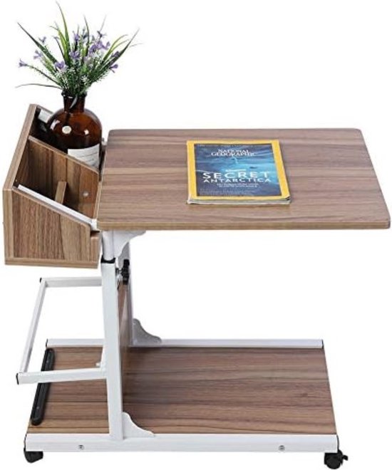 Table d'ordinateur portable sur Roues - Table d'appoint sur Roues - Table d'ordinateur portable sur Roues Ajustable - Table de chevet à Roues - Table de lecture de chevet