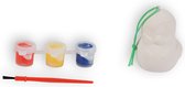 Oeufs de Pâques créatifs - Kip pour Enfants - Kit de peinture en plastique avec aquarelle - Comprend une figure en céramique de poussin dans un œuf - Hauteur 6 cm - Largeur/Longueur environ 5 cm - Peinture 3 couleurs et pinceau inclus