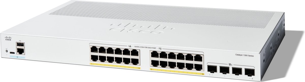 Cisco Catalyst 1300 - Netwerkswitch - Managed - Power over Ethernet (PoE) - Grijs