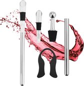7-delige cadeauset van roestvrij staal met schenktuit - ideale wijnaccessoires voor wijnliefhebbers I wijnkoelerset voor witte wijn en rode wijn - staaf met karaf - accessoires voor wijndrinkers